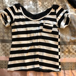 Black and white laced collard shirt